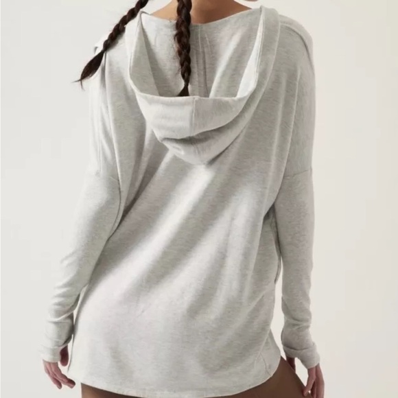 ATHLETA Purana Wrap Sweatshirt CYA Yoga Studio Soft Light Heather Gray Women’s L - Picture 3 of 8